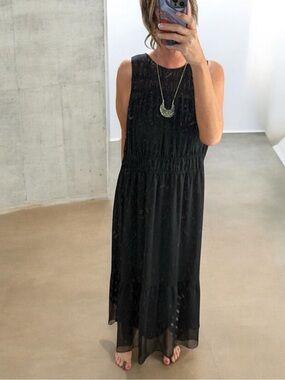 NWT A New Day Black Sheer Chiffon Sleeveless Maxi Dress